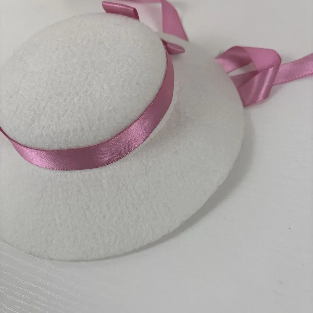 American Girl Doll Marie Grace Summer White Hat Pink Ribbon -  Meet Accessories